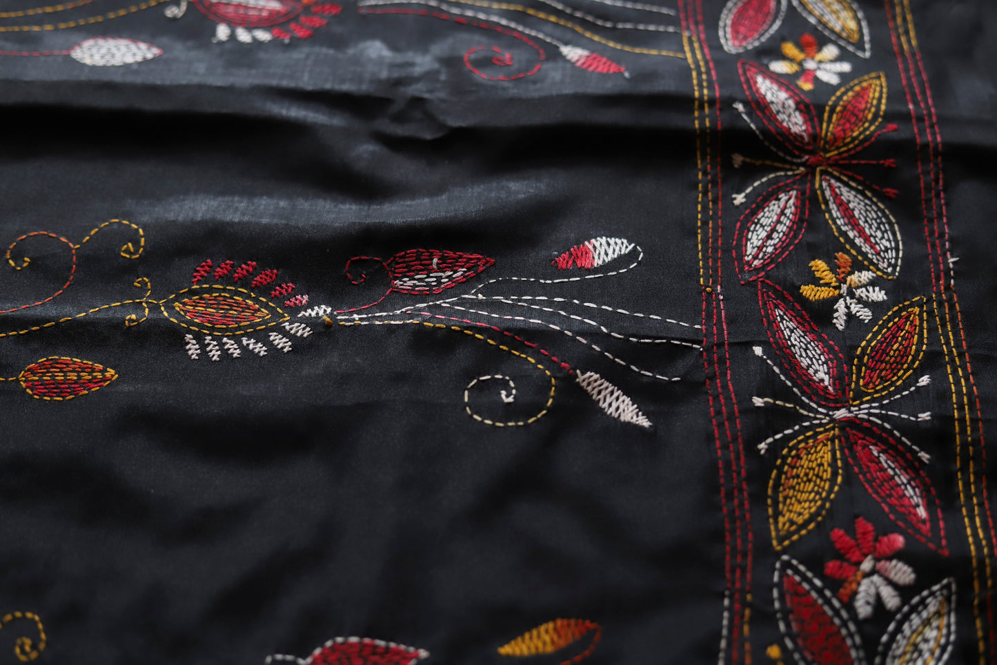 Bengal Hand Embroidery Kantha Stitch Saree