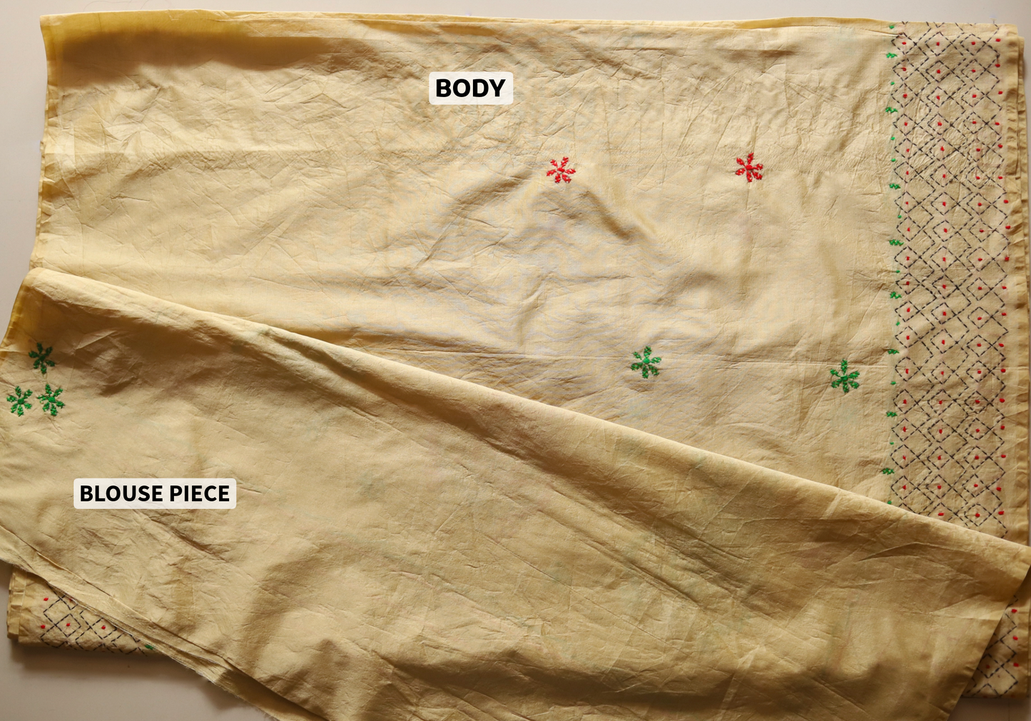 Bengal Hand Embroidery Kantha Stitch Saree