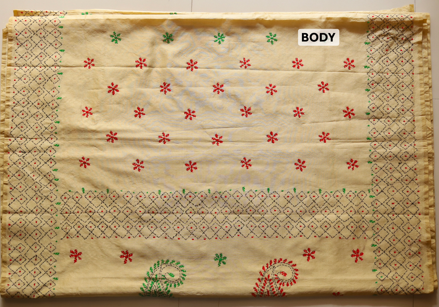 Bengal Hand Embroidery Kantha Stitch Saree