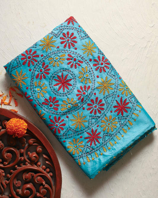 Bengal Hand Embroidery Kantha Stitch Saree