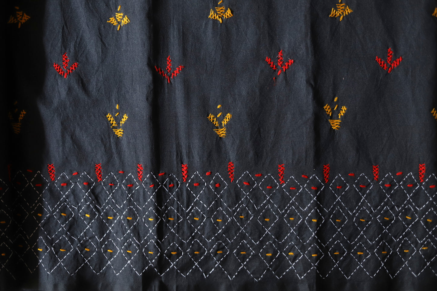 Bengal Hand Embroidery Kantha Stitch Saree