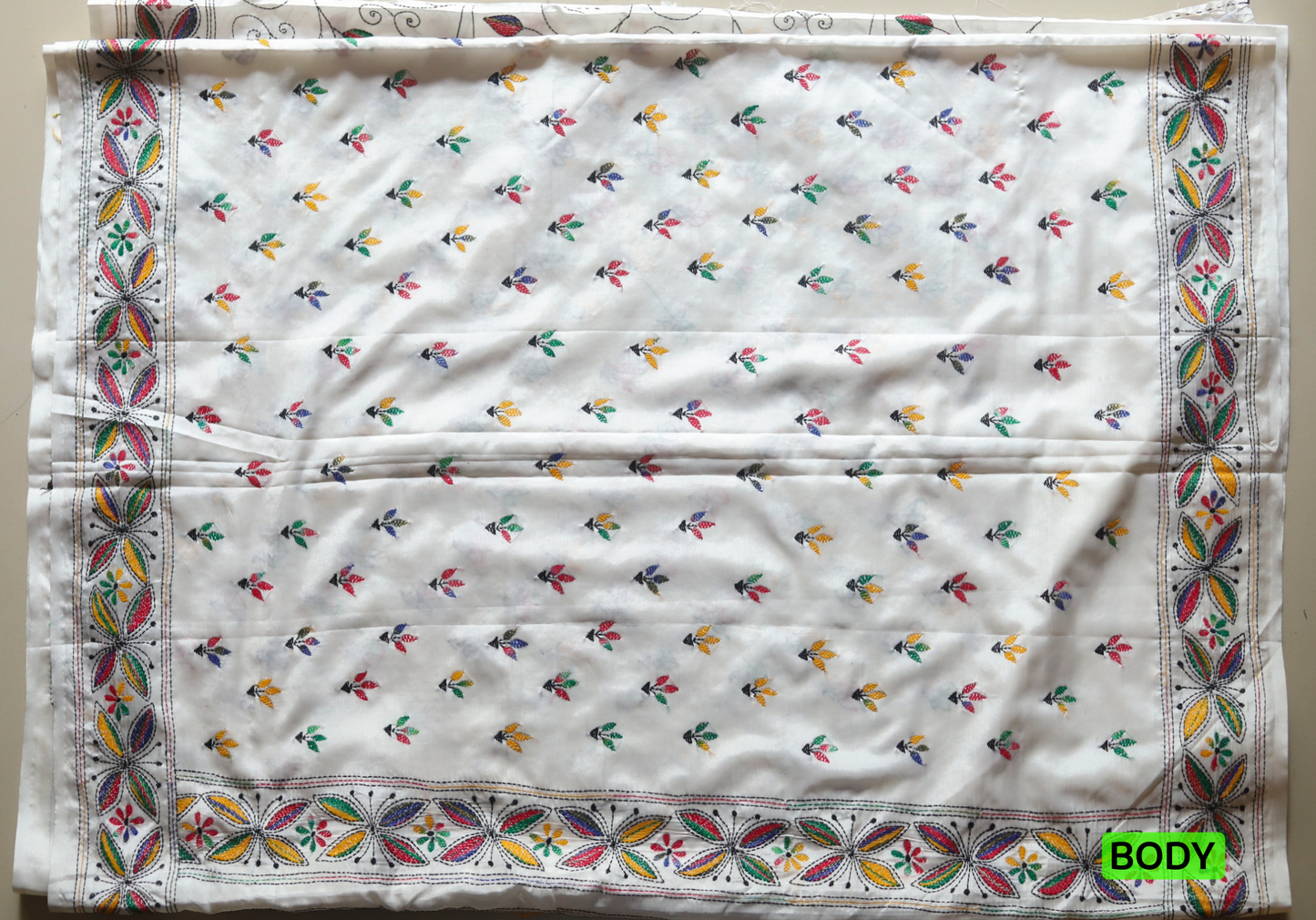 Bengal Hand Embroidery Kantha Stitch Saree