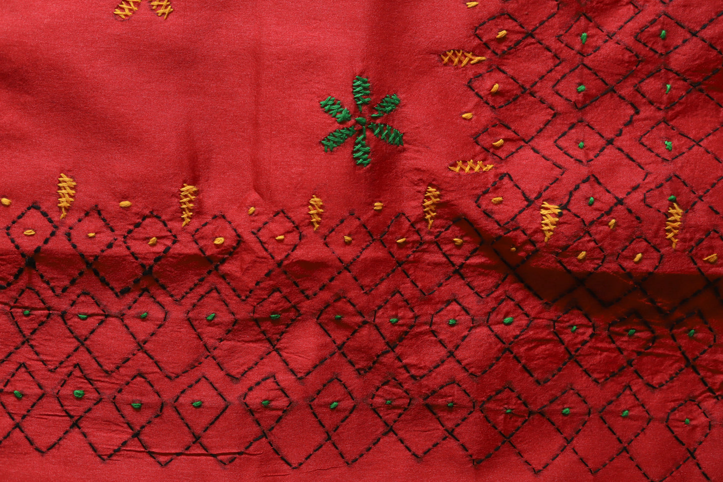 Bengal Hand Embroidery Kantha Stitch Saree