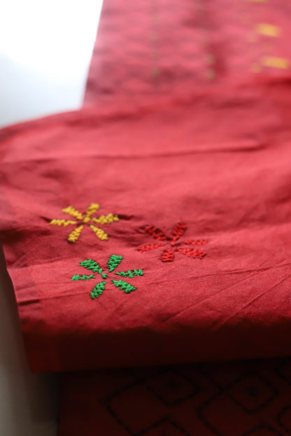 Bengal Hand Embroidery Kantha Stitch Saree