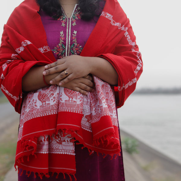 Handwoven Bengal Baluchari Shawl