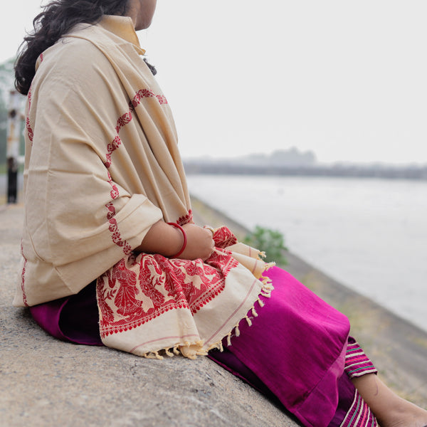 Handwoven Bengal Baluchari Shawl