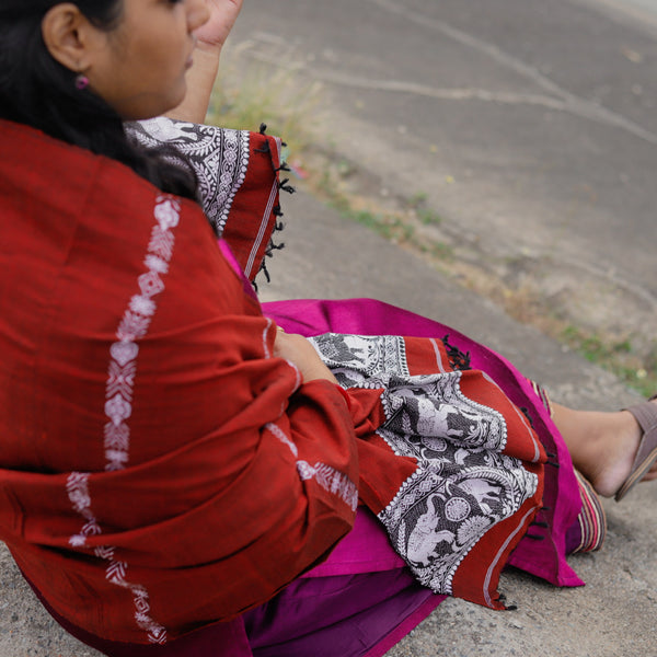 Handwoven Bengal Baluchari Shawl