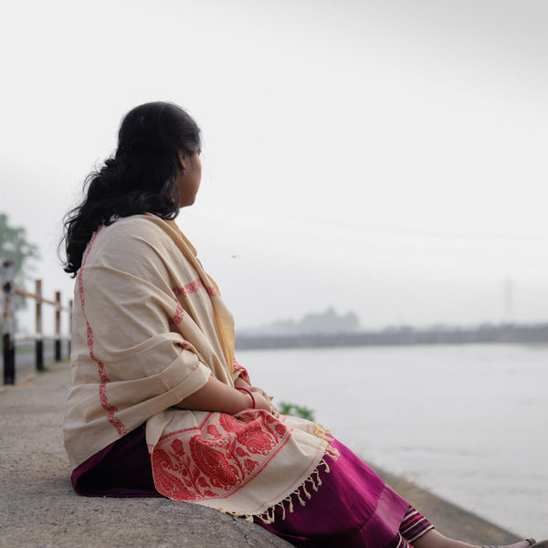 Handwoven Bengal Baluchari Shawl