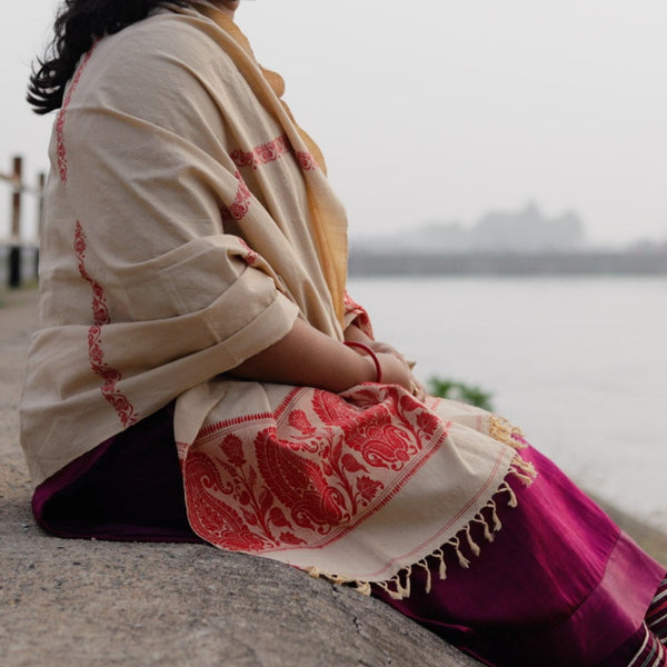 Handwoven Bengal Baluchari Shawl