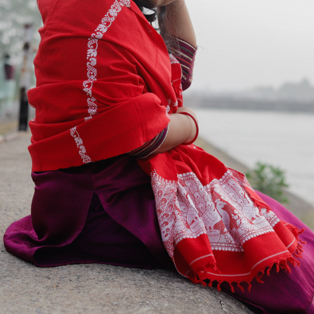 Handwoven Bengal Baluchari Shawl