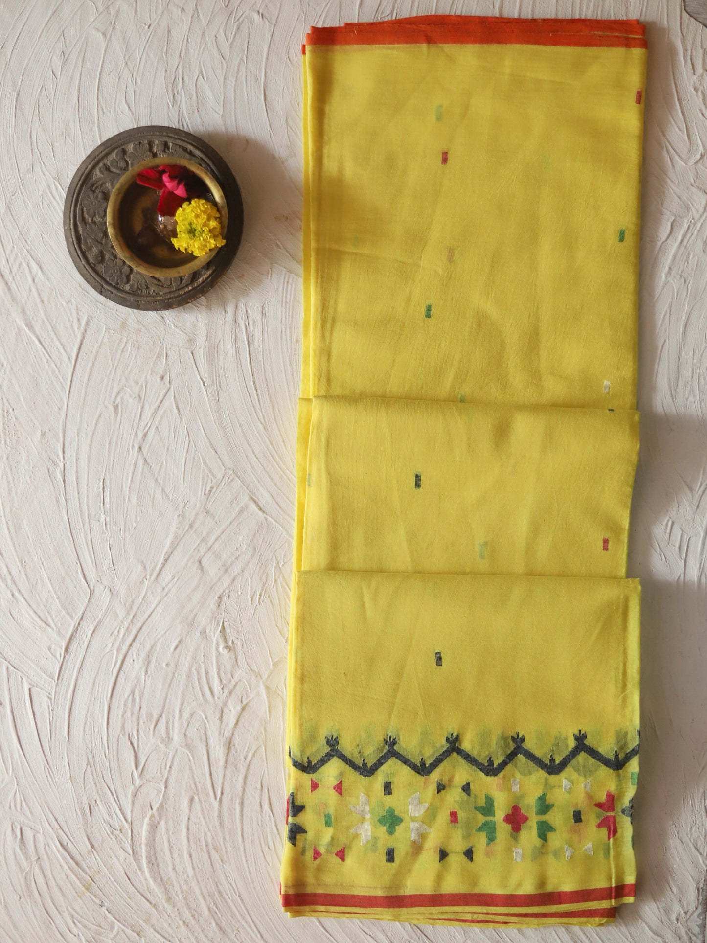 Bengal's Handwoven Cotton Fabric/ Yardage in Jamdani design