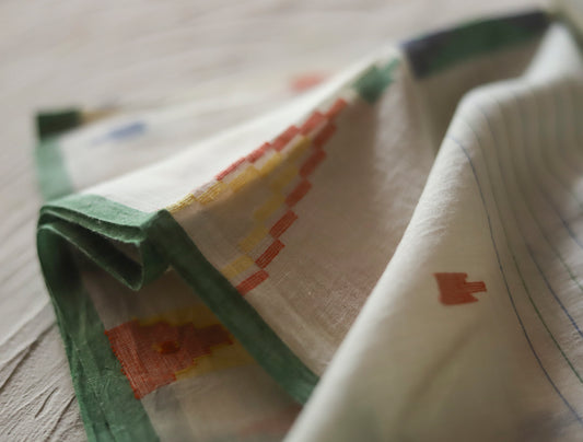 Bengal's Handwoven Cotton Fabric/ Yardage in Jamdani design