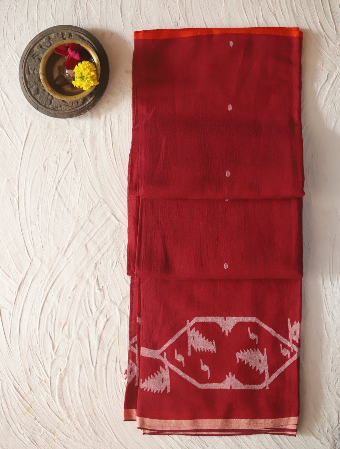 Bengal's Handwoven Cotton Fabric/ Yardage in Jamdani design