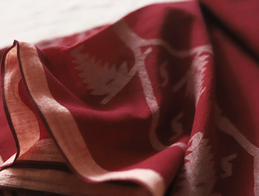 Bengal's Handwoven Cotton Fabric/ Yardage in Jamdani design