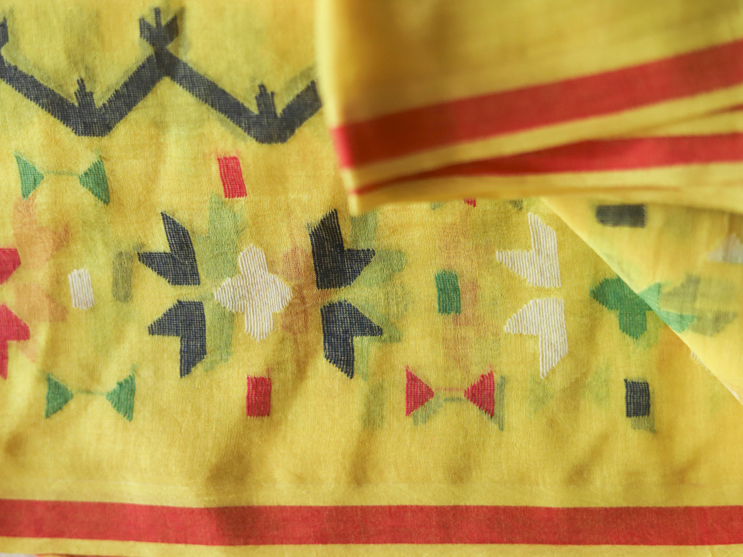 Bengal's Handwoven Cotton Fabric/ Yardage in Jamdani design