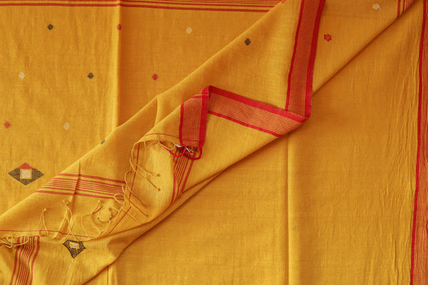 Handwoven Bengal Cotton Saree in Jamdani design