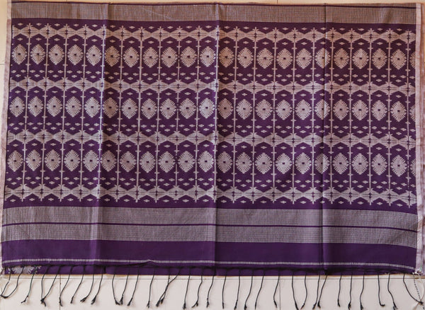 Handwoven Bengal Cotton Saree in Jamdani design