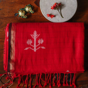 Handwoven Bengal Cotton Saree in Jamdani design