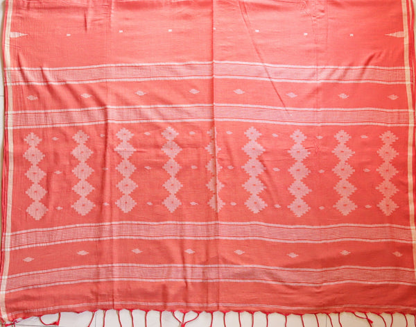 Handwoven Bengal Cotton Saree in Jamdani design