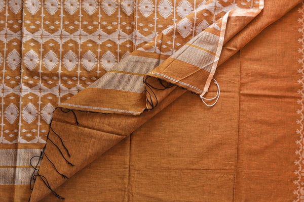 Handwoven Bengal Cotton Saree in Jamdani design