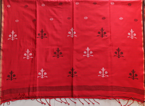 Handwoven Bengal Cotton Saree in Jamdani design