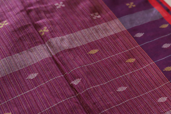 Handwoven Bengal Cotton Saree in Jamdani design