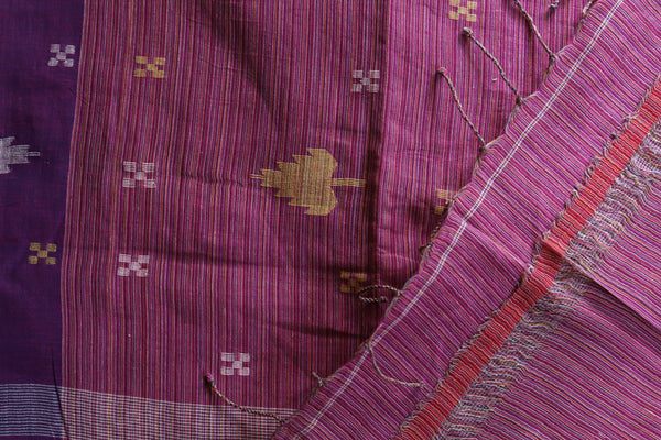 Handwoven Bengal Cotton Saree in Jamdani design