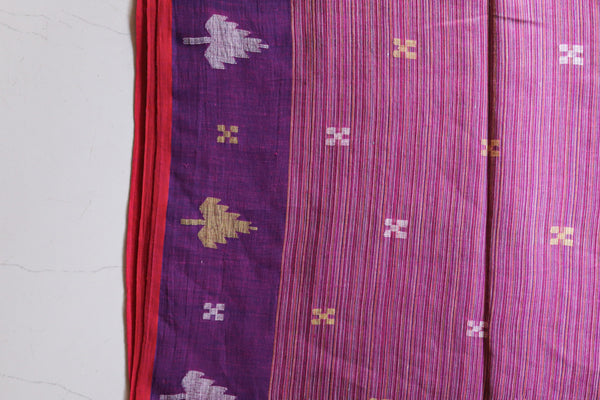 Handwoven Bengal Cotton Saree in Jamdani design