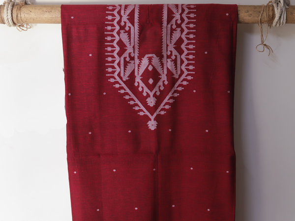 Handwoven Bengal Cotton Kurta Fabric in Jamdani Weave