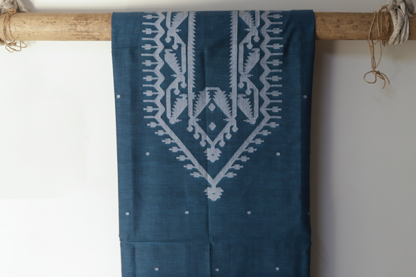 Handwoven Bengal Cotton Kurta Fabric in Jamdani Weave