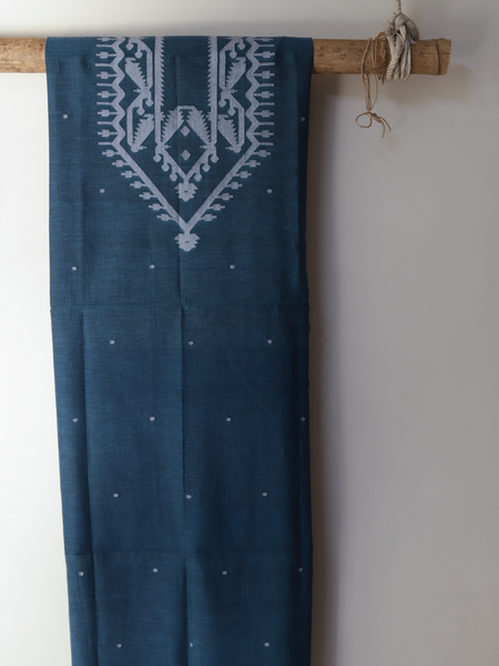 Handwoven Bengal Cotton Kurta Fabric in Jamdani Weave