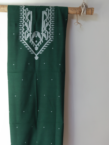 Handwoven Bengal Cotton Kurta Fabric in Jamdani Weave