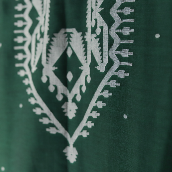 Handwoven Bengal Cotton Kurta Fabric in Jamdani Weave