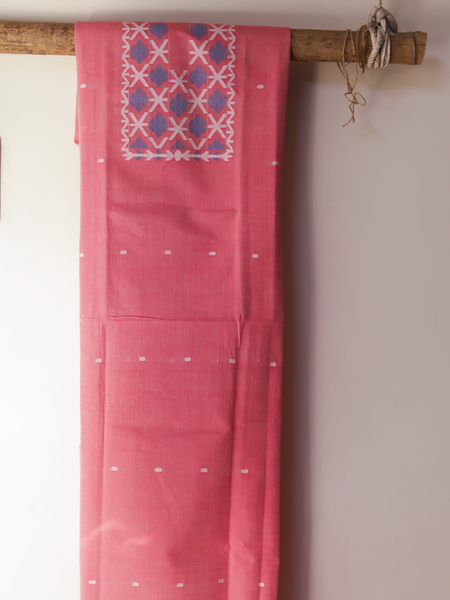 Handwoven Bengal Cotton Suit Fabric in Jamdani