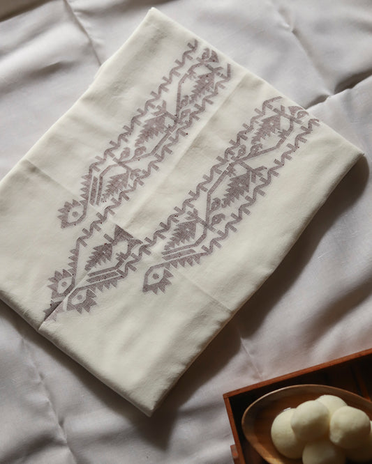 Handwoven Bengal Cotton Kurta/ Kurti Unstitched Fabric in Jamdani Weave