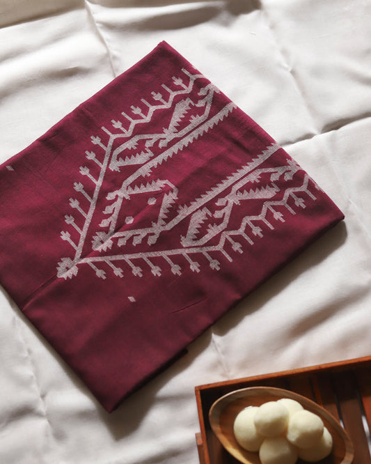 Handwoven Bengal Cotton Kurta/ Kurti Unstitched Fabric in Jamdani Weave