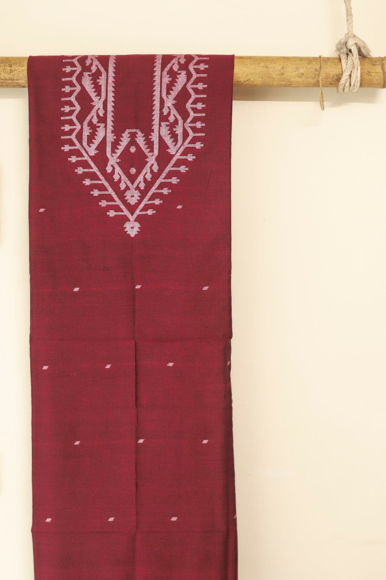 Handwoven Bengal Cotton Kurta/ Kurti Unstitched Fabric in Jamdani Weave