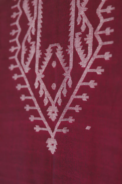 Handwoven Bengal Cotton Kurta/ Kurti Unstitched Fabric in Jamdani Weave