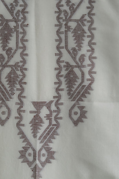 Handwoven Bengal Cotton Kurta/ Kurti Unstitched Fabric in Jamdani Weave