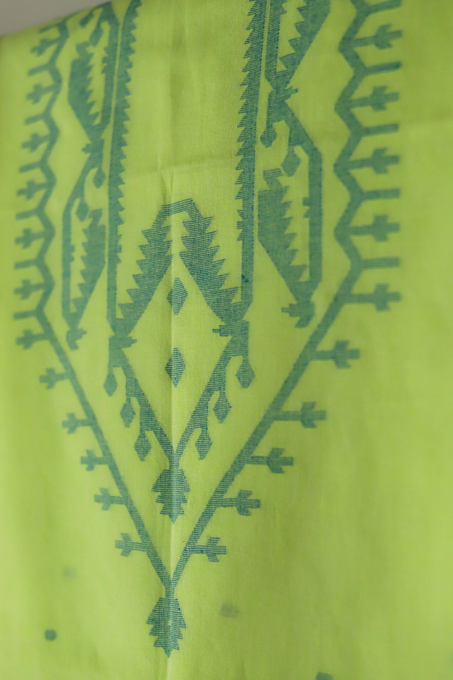 Handwoven Bengal Cotton Kurta/ Kurti Unstitched Fabric in Jamdani Weave