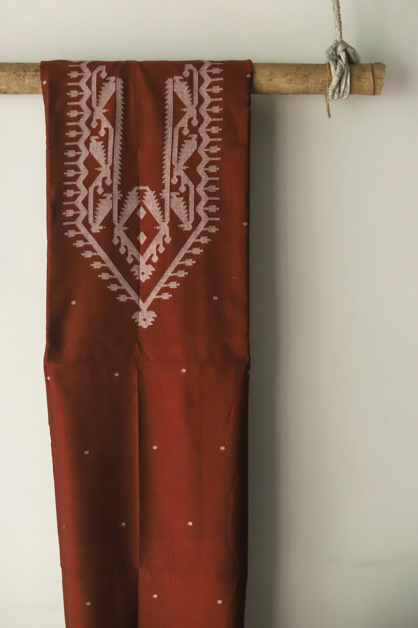Handwoven Bengal Cotton Kurta/ Kurti Unstitched Fabric in Jamdani Weave