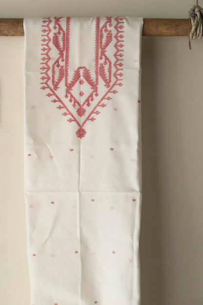 Handwoven Bengal Cotton Kurta/ Kurti Unstitched Fabric in Jamdani Weave