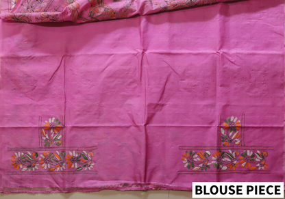 Bengal Hand Embroidery Kantha Stitch Silk Saree