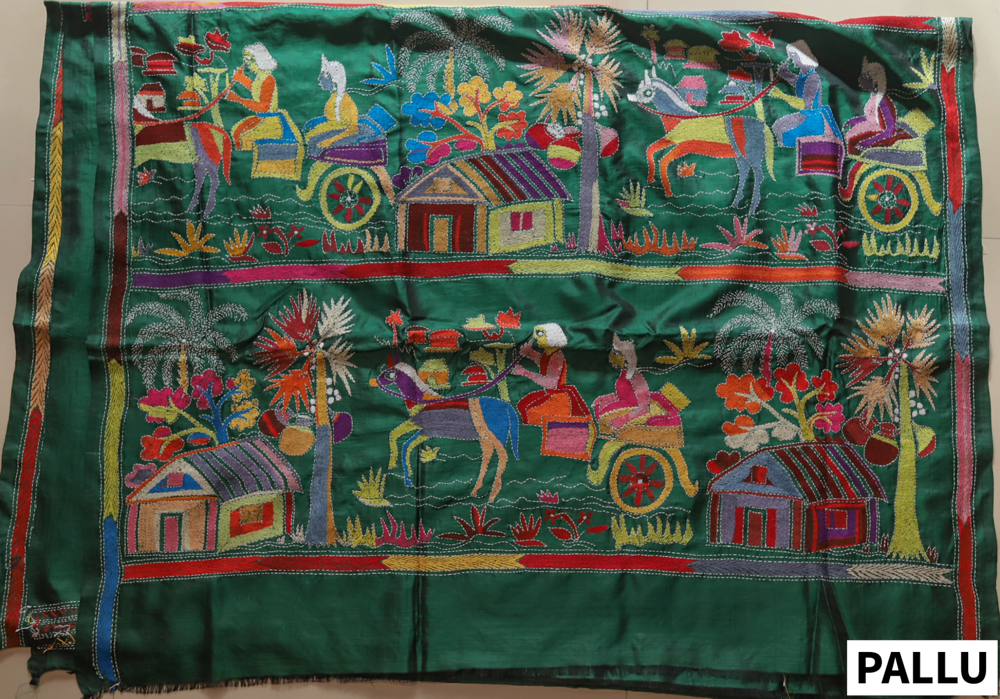 Bengal Hand Embroidery Kantha Stitch Silk Saree