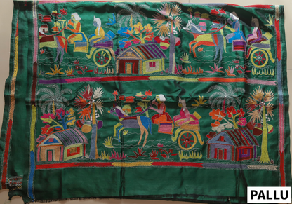 Bengal Hand Embroidery Kantha Stitch Silk Saree