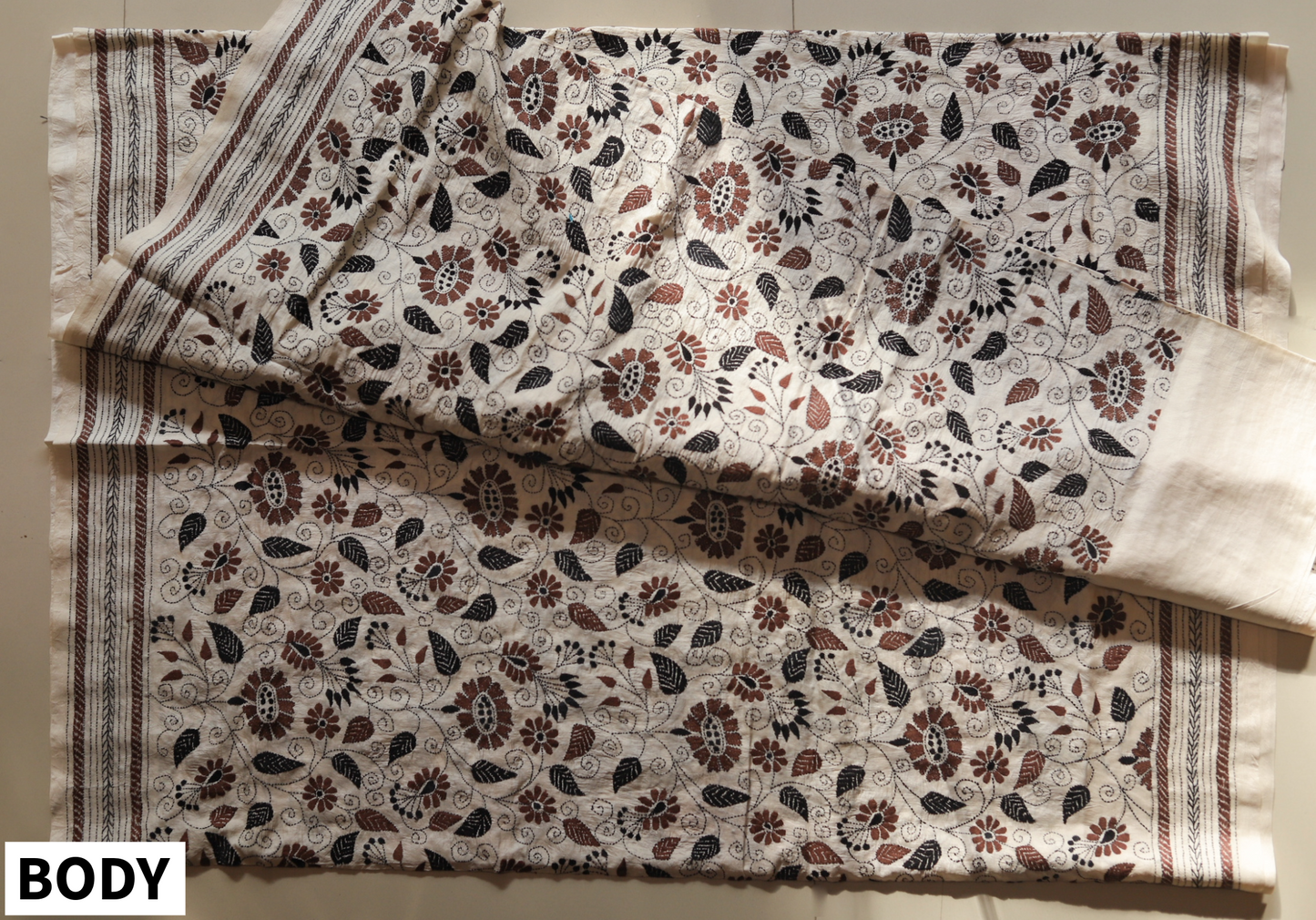 Bengal Hand Embroidery Kantha Stitch Silk Saree
