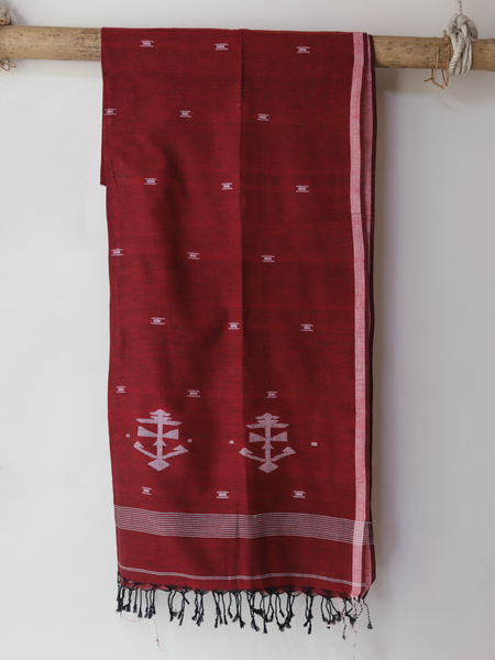 Handwoven Bengal Cotton Dupatta in Jamdani Weave