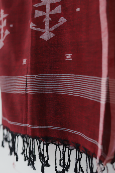 Handwoven Bengal Cotton Dupatta in Jamdani Weave