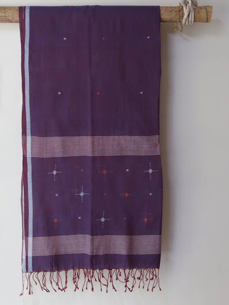 Handwoven Bengal Cotton Dupatta in Jamdani Weave