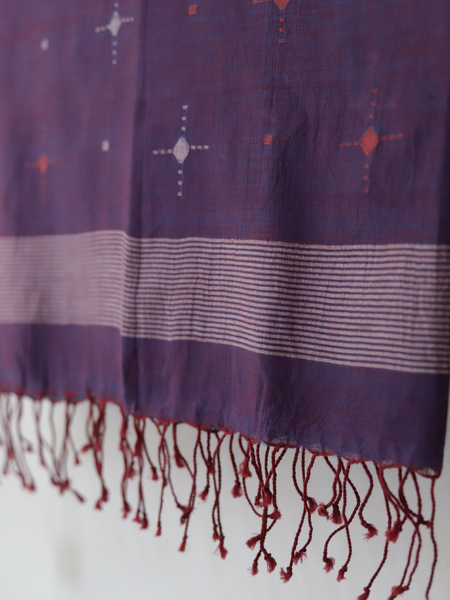 Handwoven Bengal Cotton Dupatta in Jamdani Weave